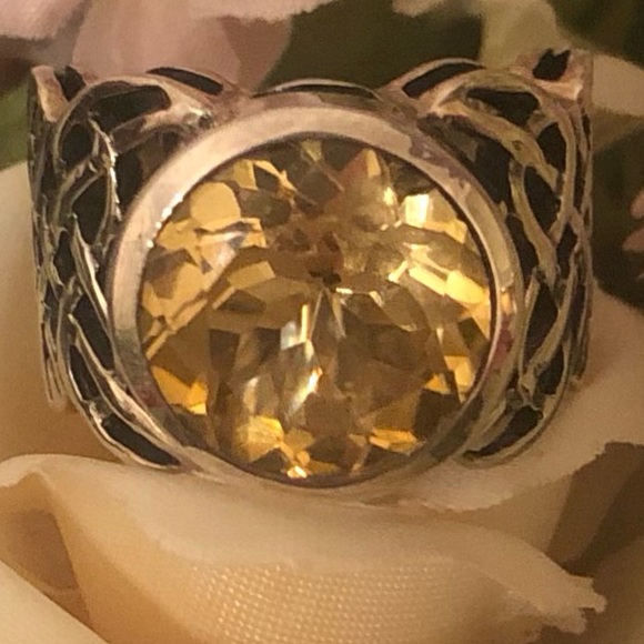 Vintage Silpada Sterling Silver and Citrine Statement Ring Size 7 - Picture 2 of 9